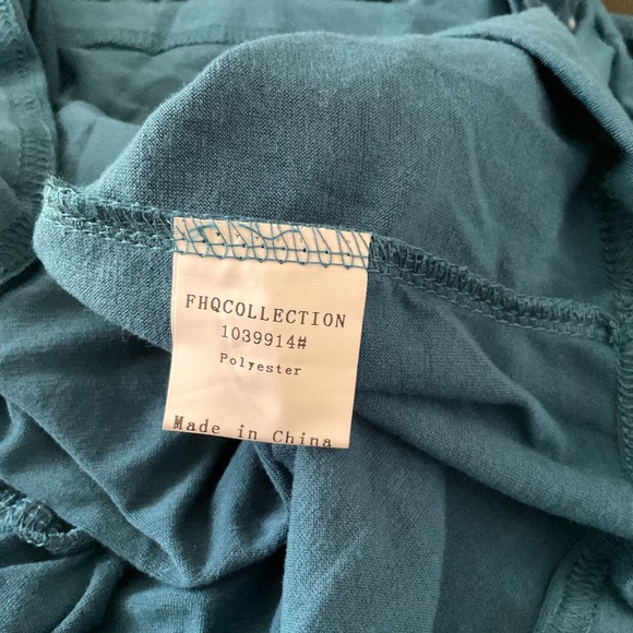 xFHQ 2XL Tunic Top Mini Dress Teal Long Sleeve Button Front Detail Scoop Neck - Picture 5 of 6